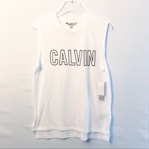 White Calvin Klein work out graphic tee tank top